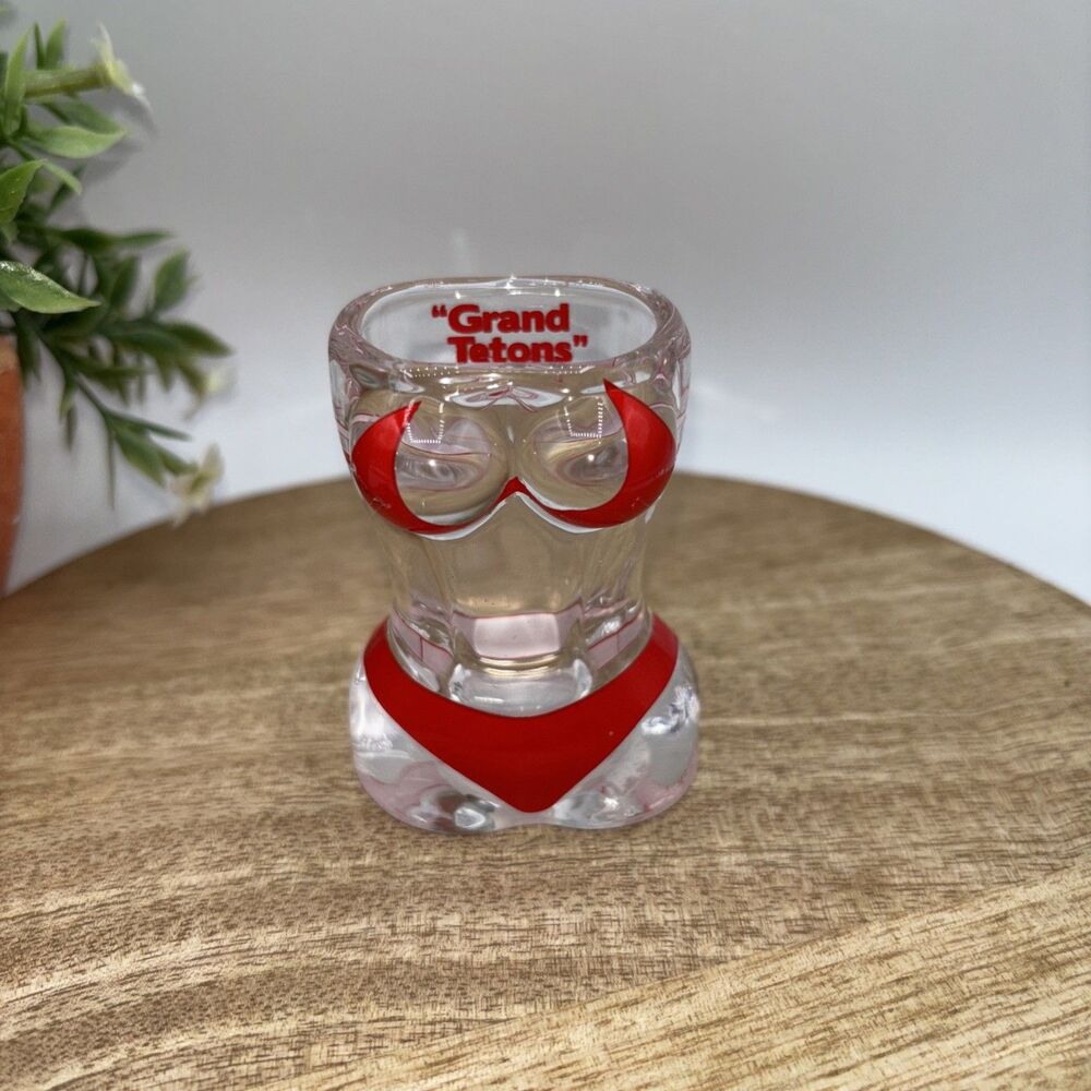 Grand Tetons BIKINI TOP & BOTTOM torso SHOT GLASS Souvenir 2.5" Party NEW